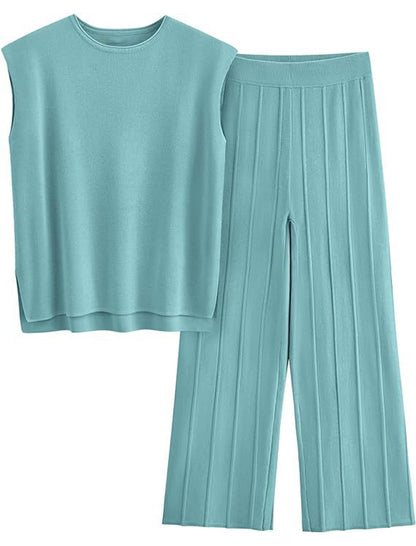 Sleeveless Top and Wide-Leg Pants Set