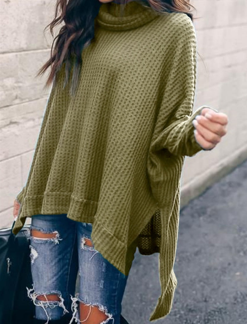 Casual Waffle Knit Poncho