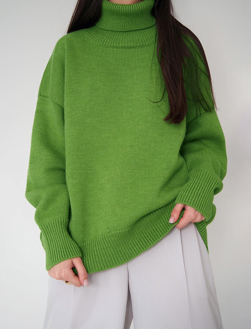 Oversized Turtleneck Sweater with Relaxed Fit