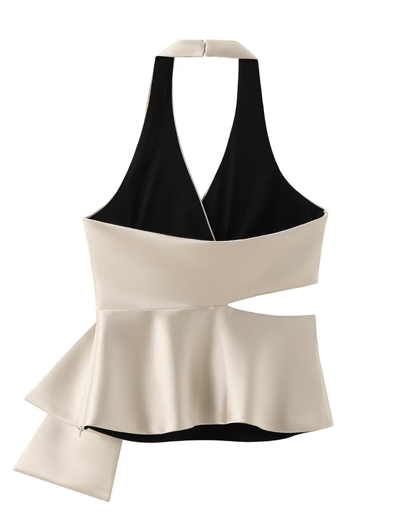 Satin Bow Neck Halter Top