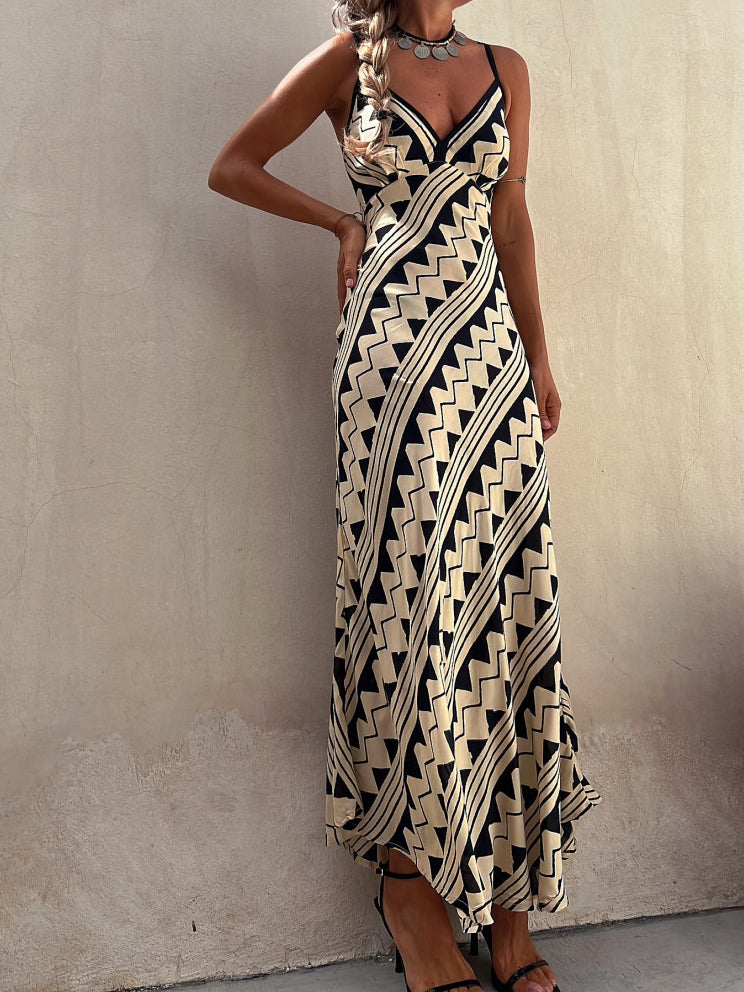 Geometric Print Maxi Dress