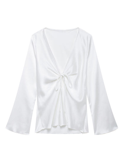 Tie-Front Satin Top