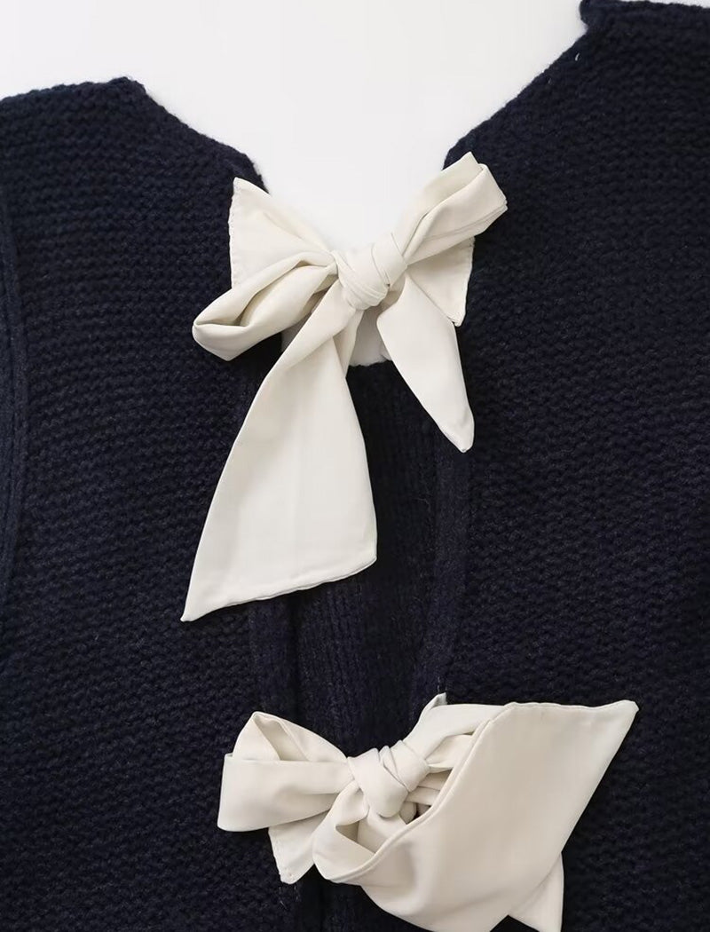 Knit Vest with Bow Details