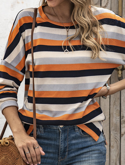 Striped Knit Relaxed Fit Top