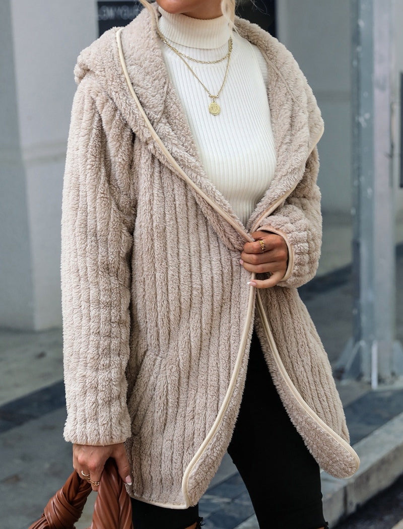 Ribbed Knit Open-Front Cardigan