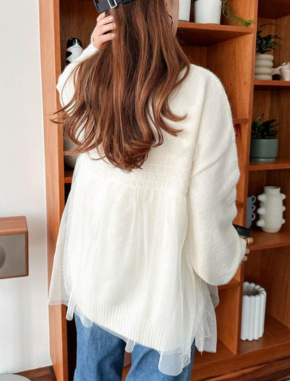 Mesh Patchwork Knitted Sweater