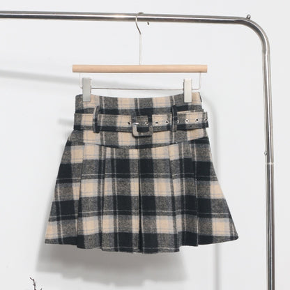 Plaid Belted Skirt