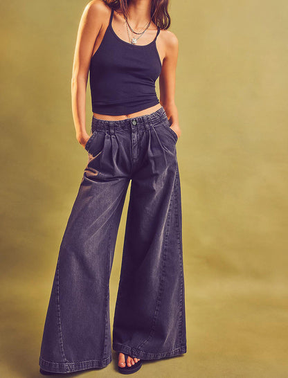 High-Waist Wide-Leg Casual Pants
