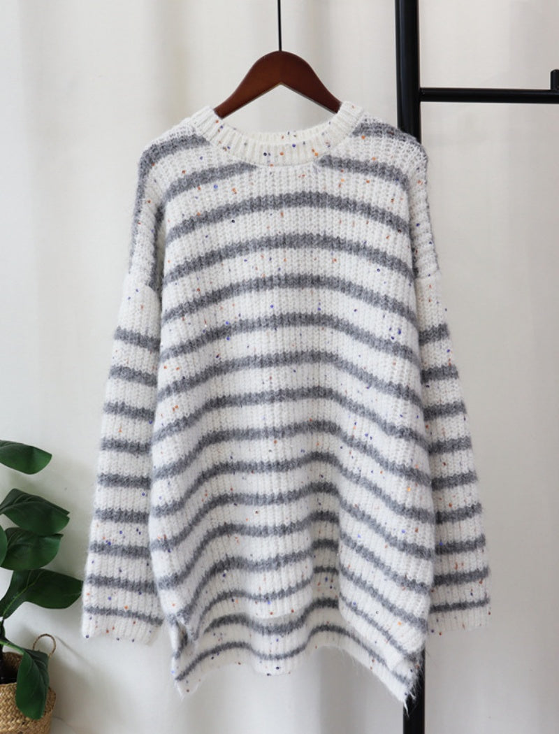 Striped Knit Pullover Sweater