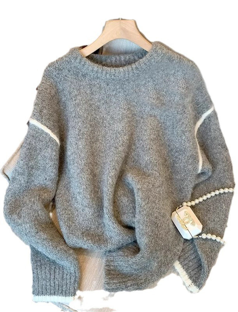 Fuzzy Knit Crewneck Sweater