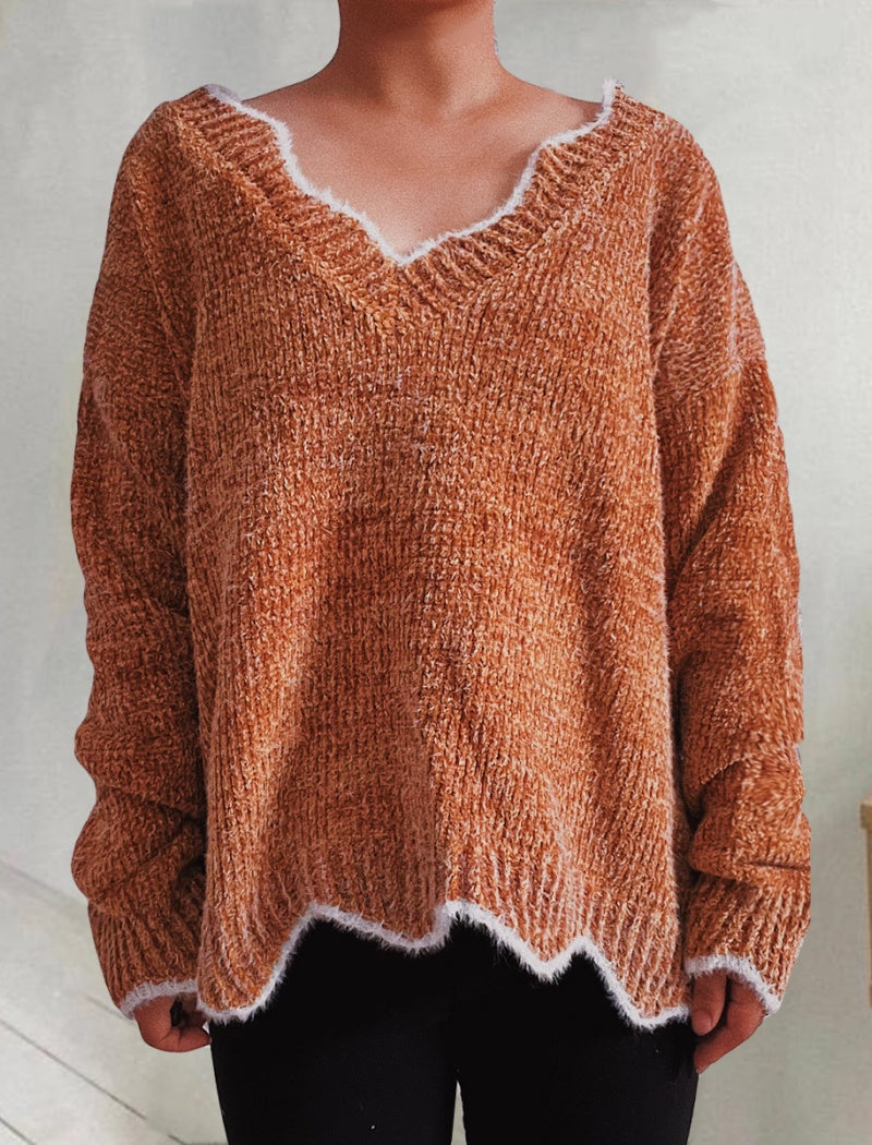 Scallop Trim Knit Sweater