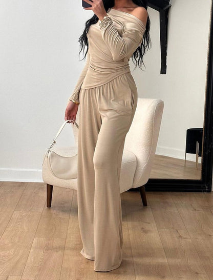 Off-Shoulder Draped Two-Piece Set