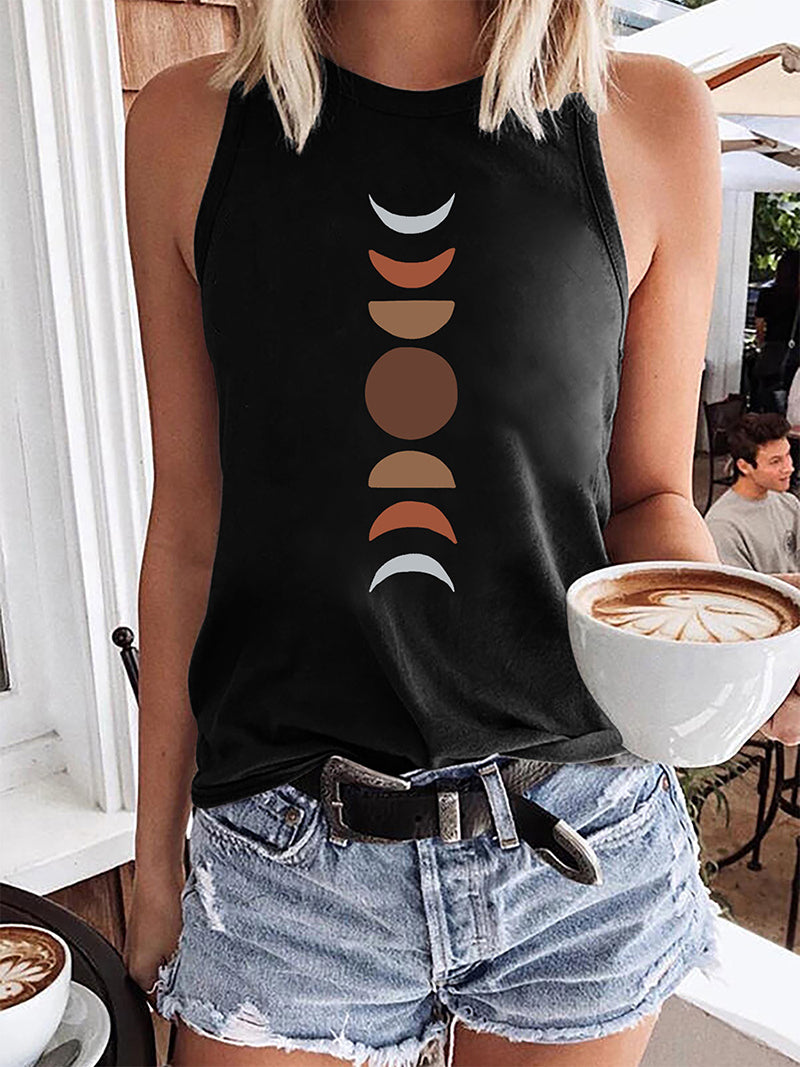 Moon Print Sleeveless Top