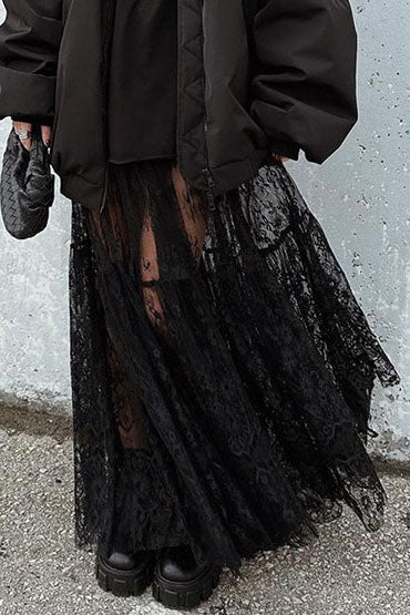 Sheer Lace Maxi Skirt