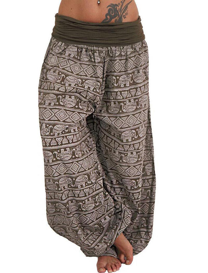 Boho Elephant Print Harem Pants