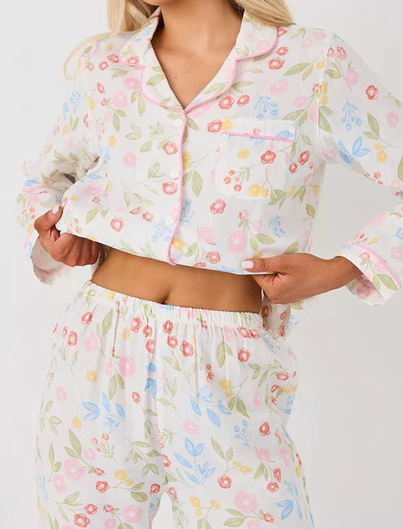 Floral Print Long Pajama Set