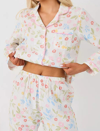 Floral Print Long Pajama Set