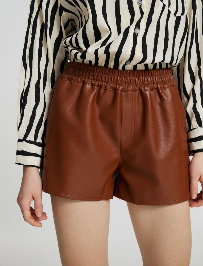 Faux Leather High-Waisted Shorts