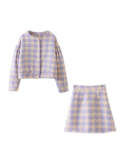 Houndstooth Top and Skirt Set