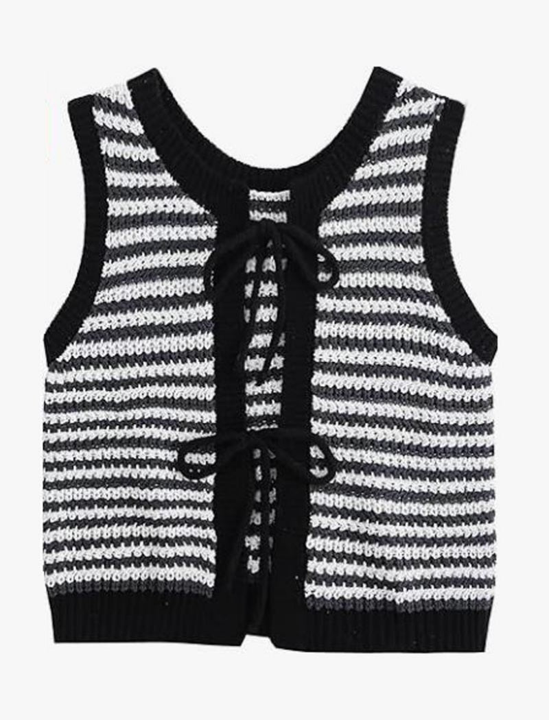 Sleeveless Striped Crochet Tank Top