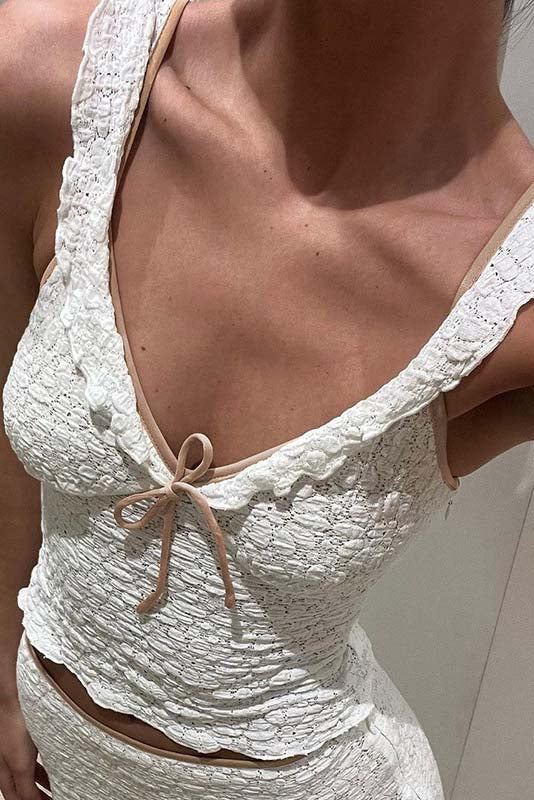 Lace Trim V-Neck Top