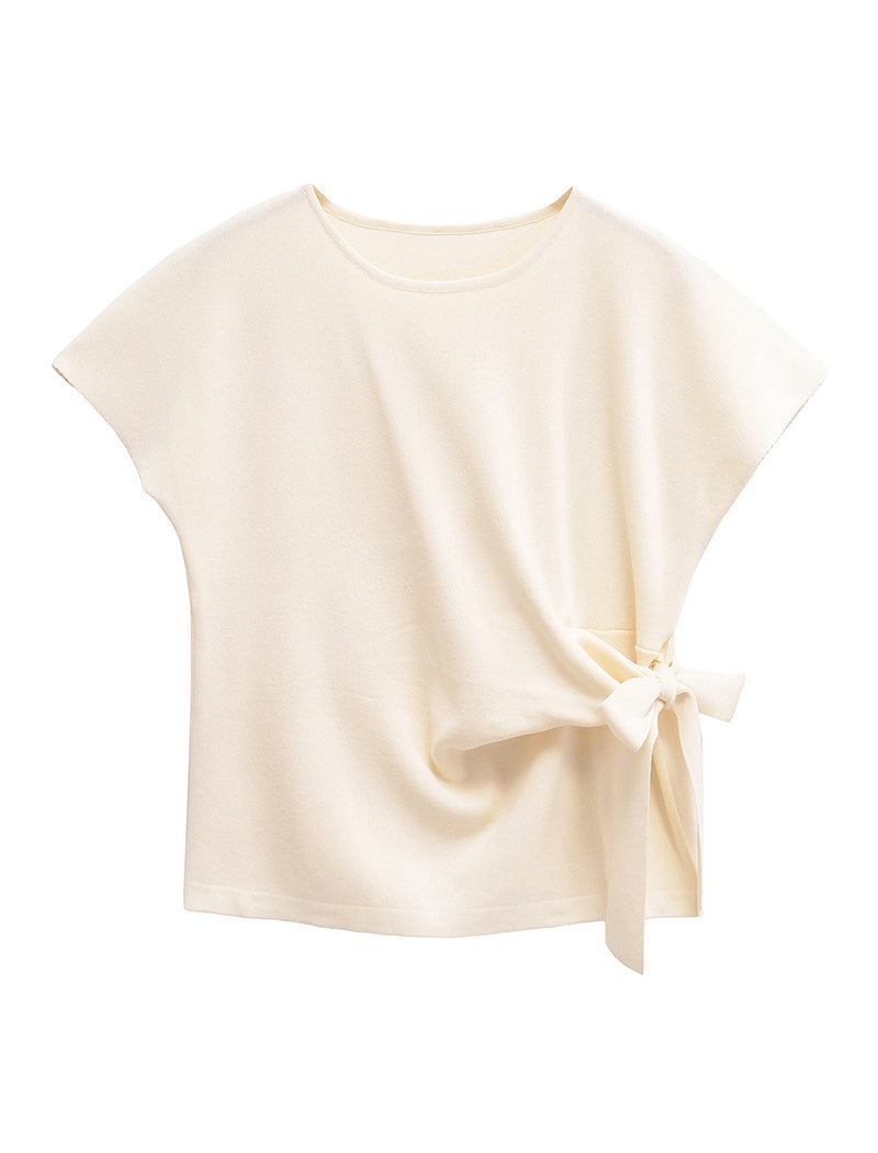 Drop Shoulder Short Sleeve Soft Knit Top