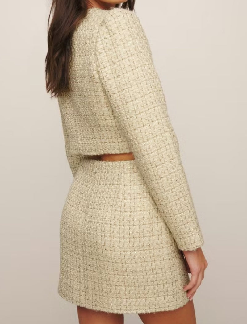 Tweed Cropped Jacket and Skirt Set