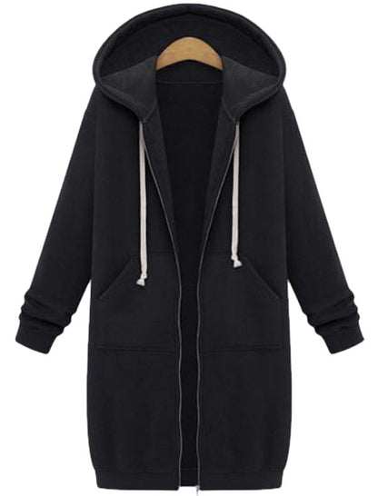 Hooded Long-Sleeve Mid-Length Coat