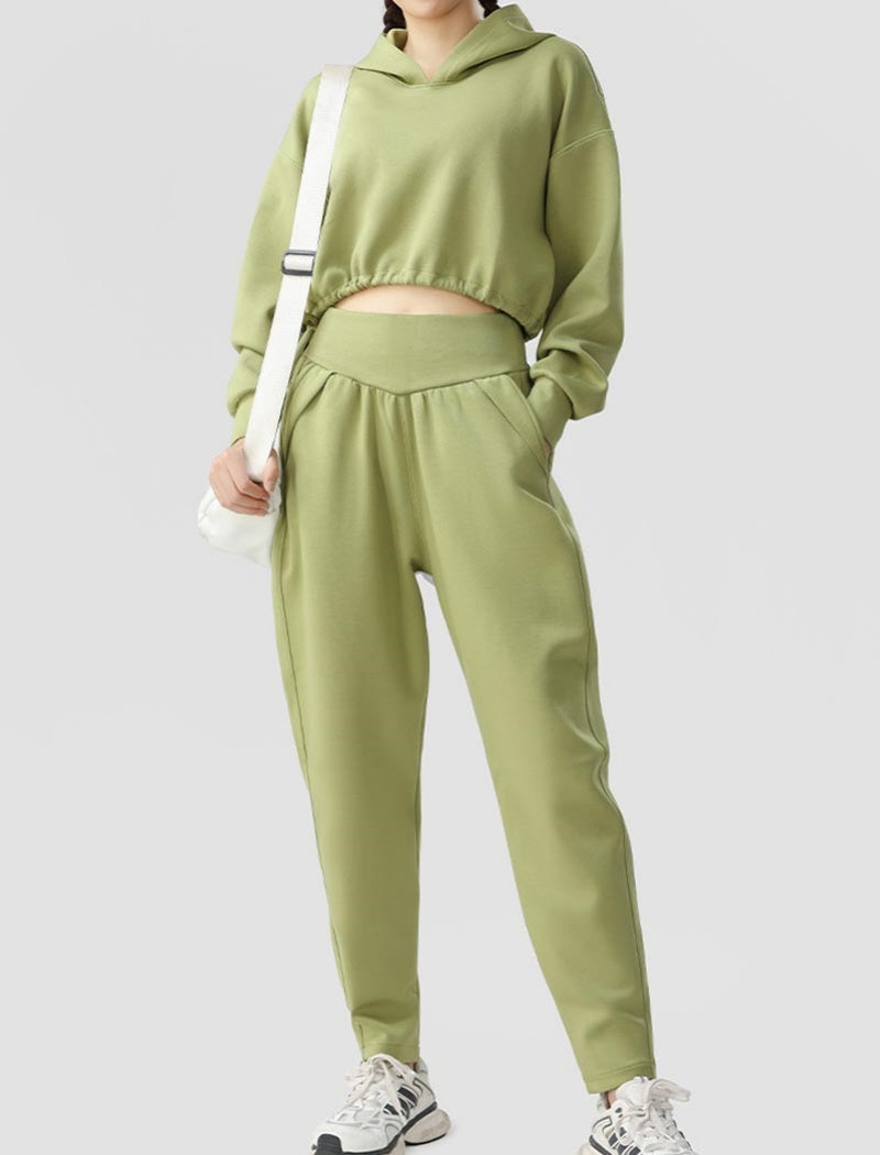 Cropped Hoodie and High-Waist Joggers Set