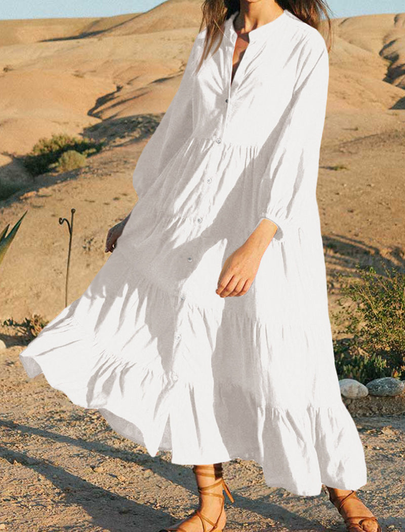 Button-Down Tiered Maxi Dress