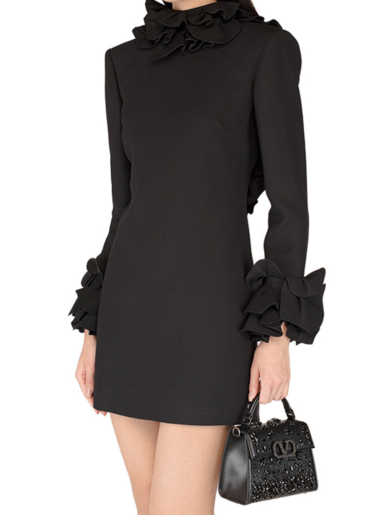 Flared Sleeve Dress with Waist Paneling