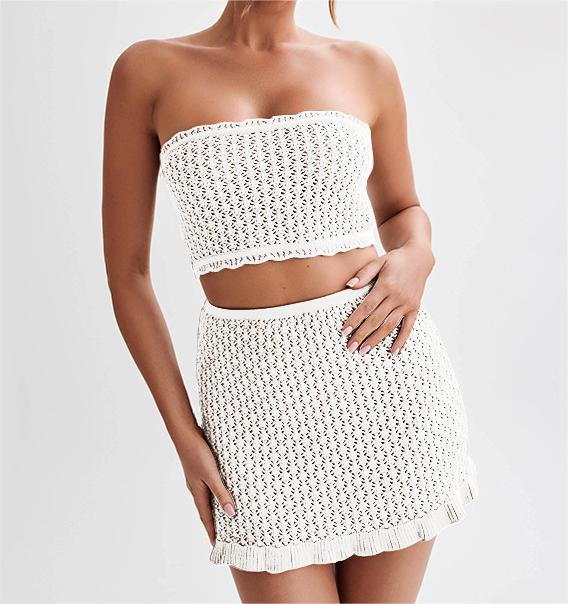 Knitted Tube Top and Skirt Set