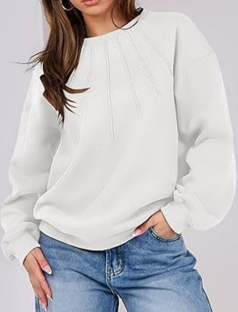 Pleated Detail Crewneck Top