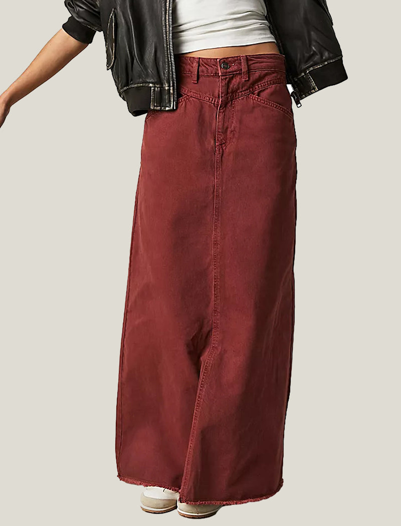 Maxi Denim Skirt with Relaxed Fit