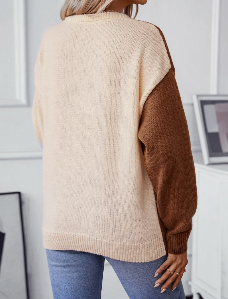 Crew Neck Cable Knit Long Sleeve Top