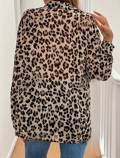 Leopard Print Button-Down Blouse