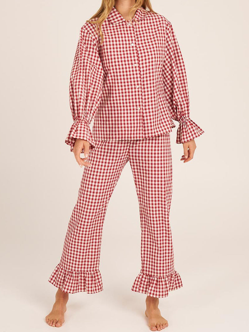 Gingham Top and Pants Set