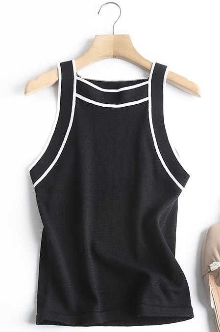 Contrast Trim Sleeveless Top