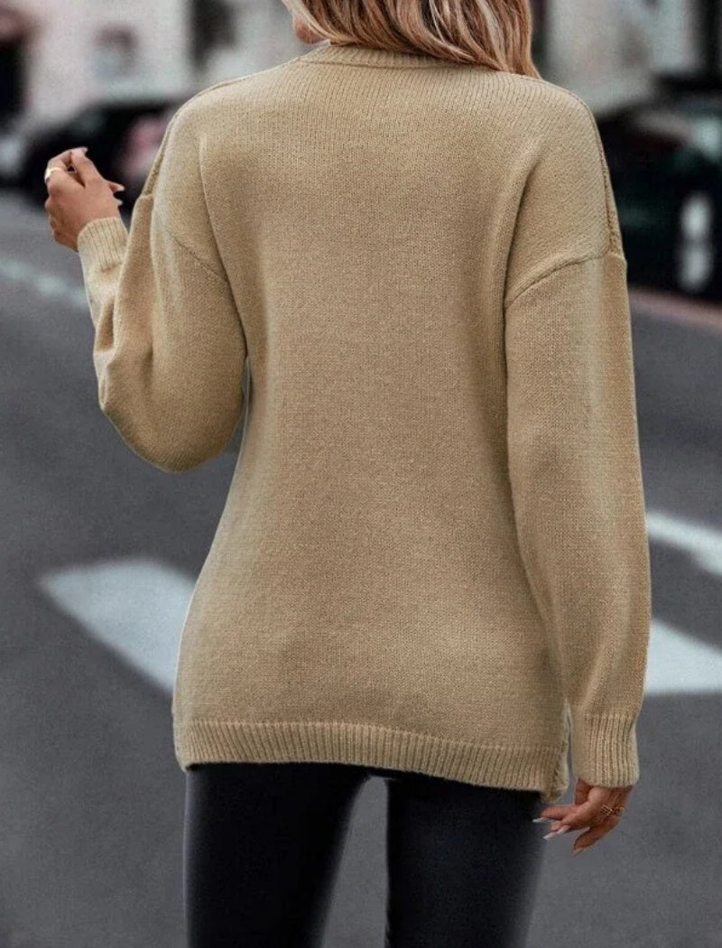 Wrap Front Textured Knit Sweater