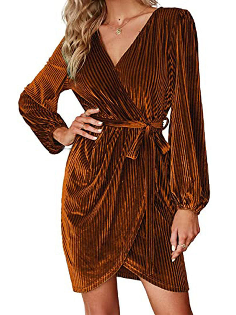 Ruched Wrap Mini Dress