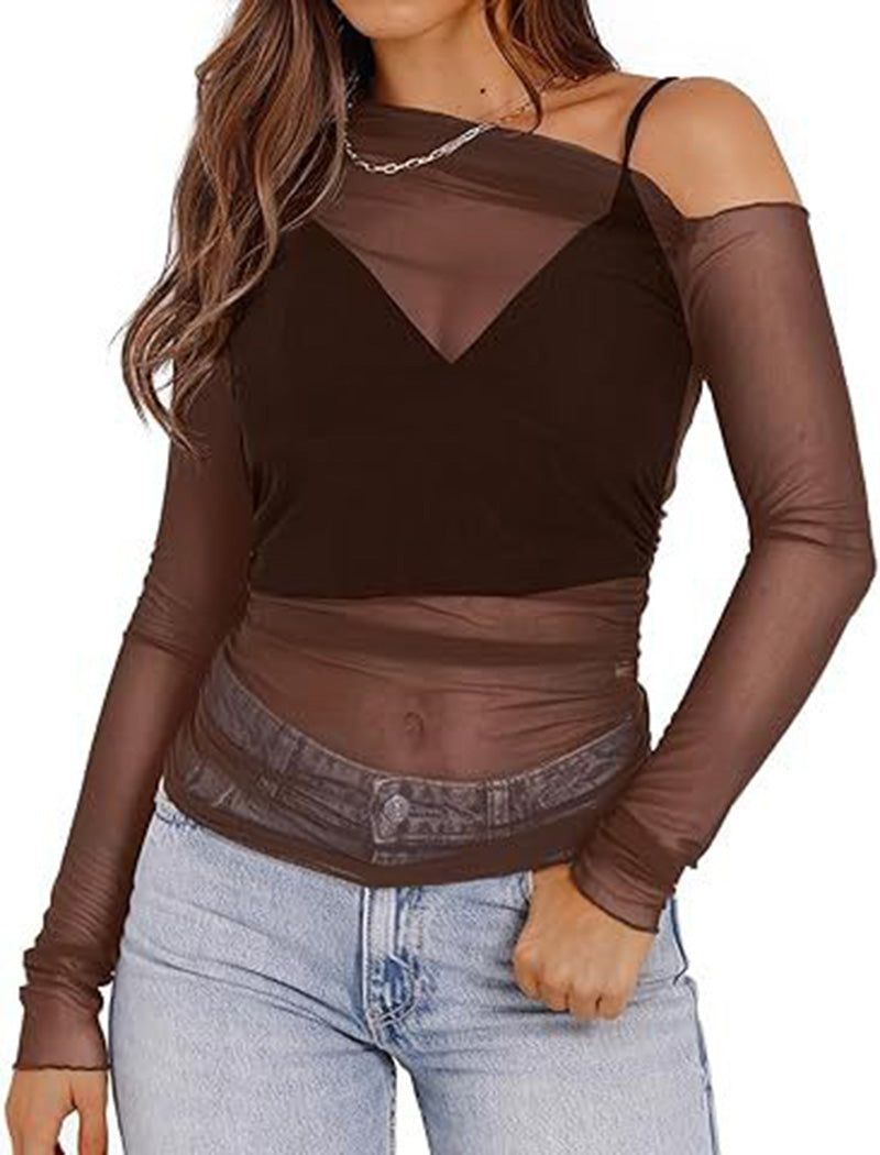 Mesh Overlay Layered Top