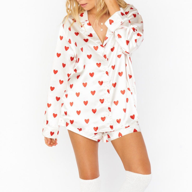 Heart Print Pajama Set