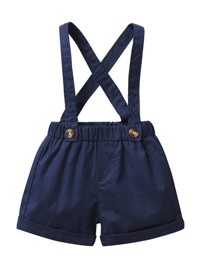 Plaid Bowtie Shirt and Suspender Shorts Set (Kids)