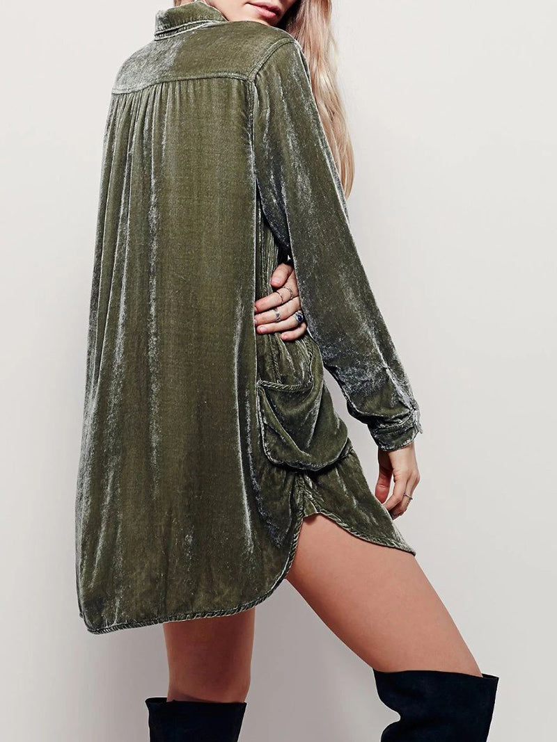 Velvet Pocket Mini Dress