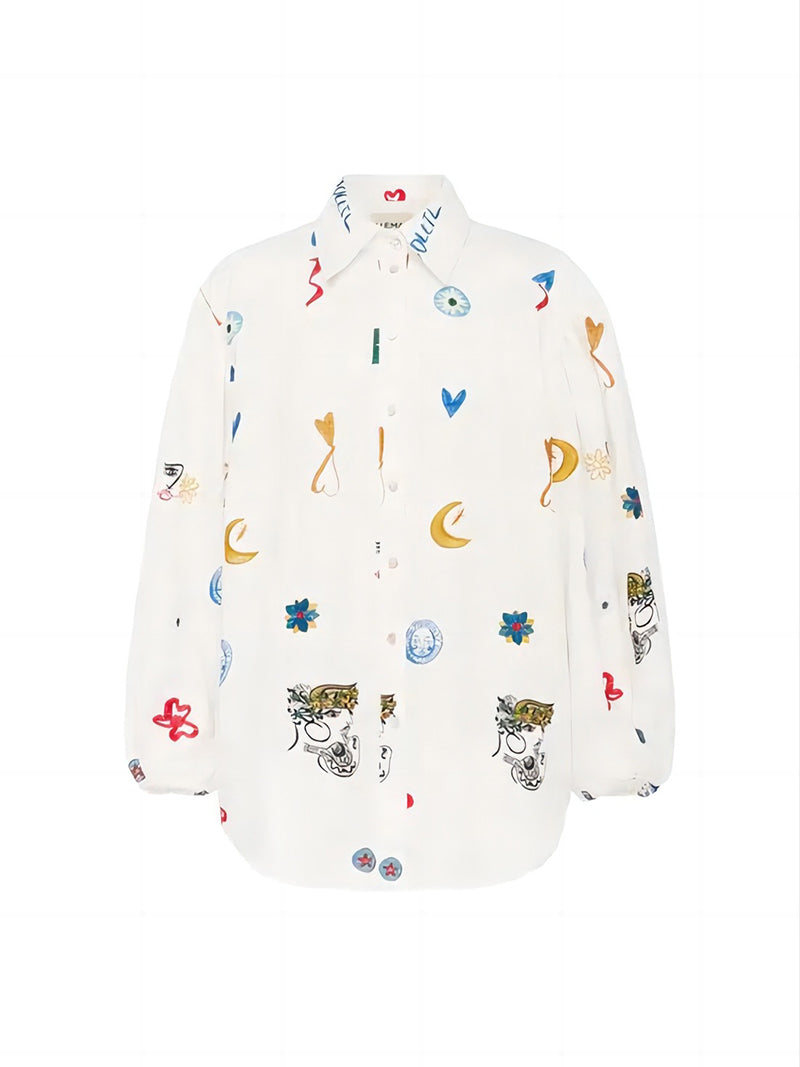 Button-Up Graphic Print Shirt