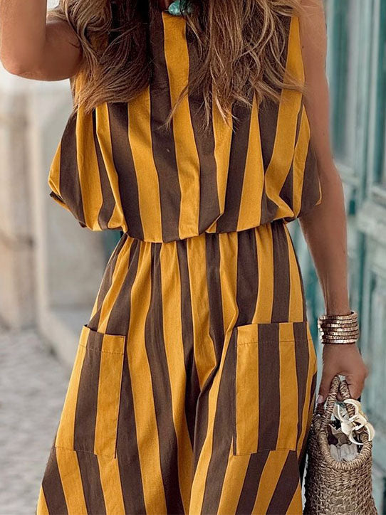 Striped Sleeveless Maxi Dress