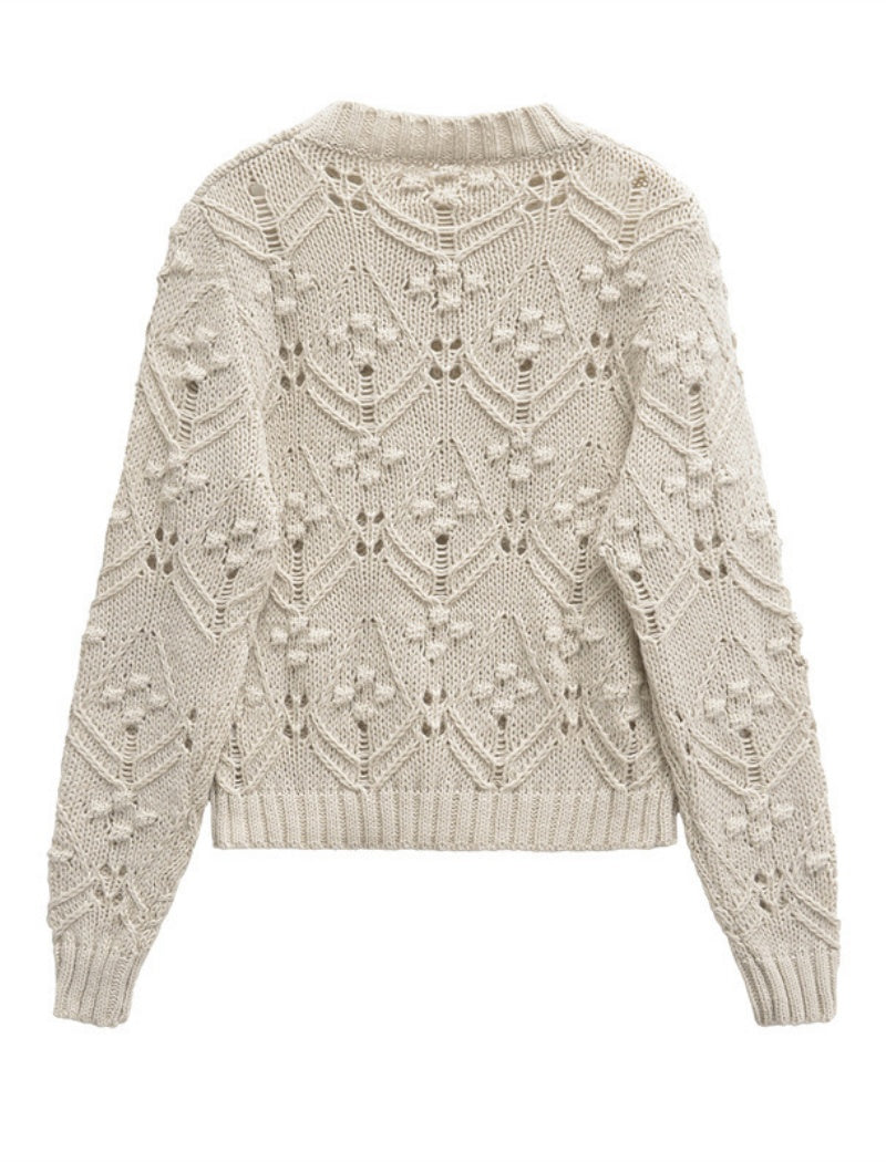 Intricate Knit Pattern Pullover Sweater