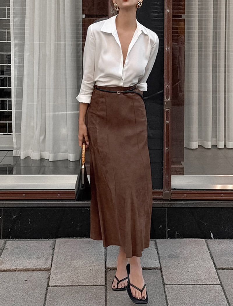 High-Waisted Midi Skirt