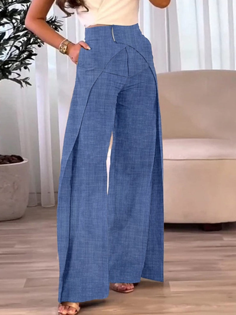 Asymmetrical Draped Wide-Leg Pants