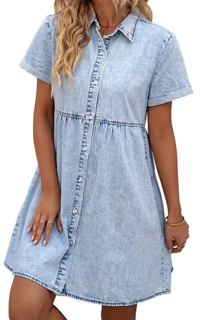 Button-Up Denim Mini Dress